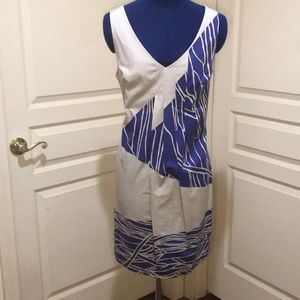 Calvin Klein Midi Dress Light Gray & Blue Size 10